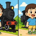 IQ-Test: Finde 3 Unterschiede in einem Bild eines Jungen in der Nähe eines Dampfzuges in 29 Sekunden IQ-Test: Finde 3 Unterschiede in einem Bild eines Jungen in